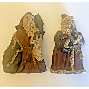 lot of 2 1987 vintage June McKenna flat back standing Santa Christmas ornaments